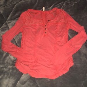 Free people orange long sleeve top